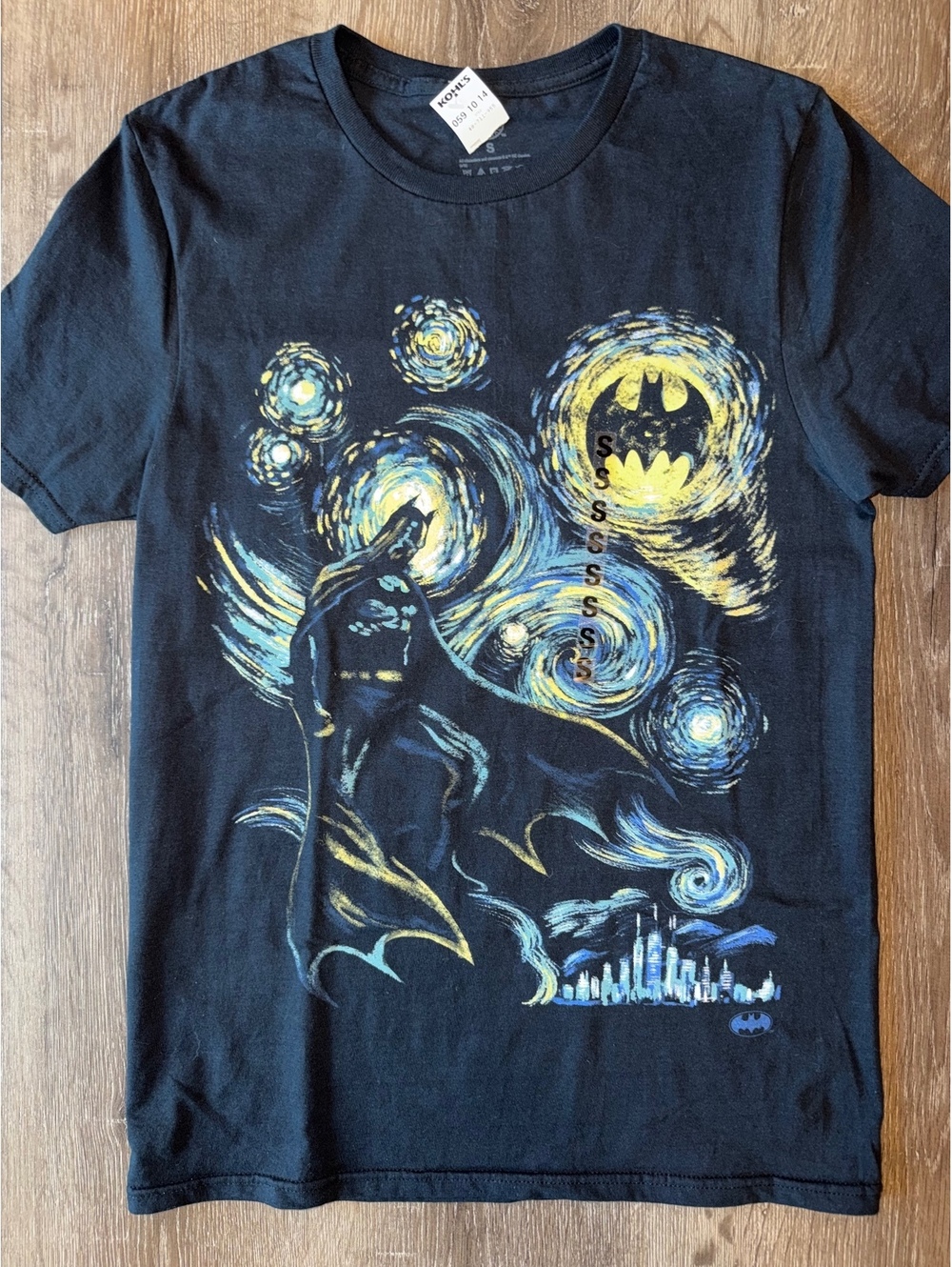 NWT DC Comics Batman Starry Night Van Gogh Graphic T-Shirt Men’s S Black